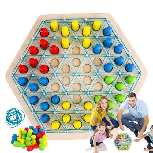 Sechseck-Schachspiel, Dreiecks-Gummiband-Spiel, 3D-Schach-Design, Dreieckskette, interaktives Spiel – Brettspiel für Familienspielabende – Kleinkind-Gehirnentwicklung, Dreiecksschach für Schule, Spiel von Generic