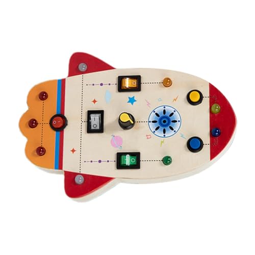 Sensorisches Brett für Kleinkinder, Montessori Holzschalterbrett - Holz- -LED-Lichtbrett,Lernspielzeug aus Holz, frühe Feinmotorik, sensorisches Reisespielzeug für Kinder ab 3 Jahren von Generic