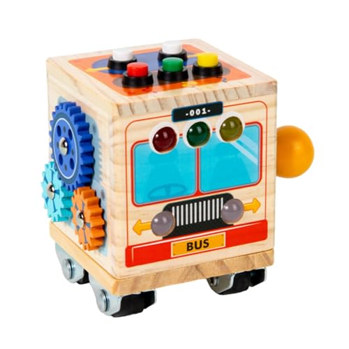 Sensory Toys Busy Cube, Busy Activity Cube,Bus-Design-Aktivitäts-Busy-Box | Vorschulaktivitäten für und Mädchen ab 3 Jahren, interaktives Reisespielzeug, verbessert die Feinmotorik von Generic