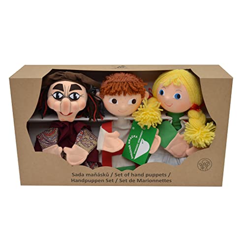 Set 3-Fach Handpuppe Puppe Handspielpuppe Hansel und Gretel 18,5 cm, Ideal für Puppentheatre und Rollenspiele Märchenfigur, für Kinder Baby Jungen Mädchen von Generic