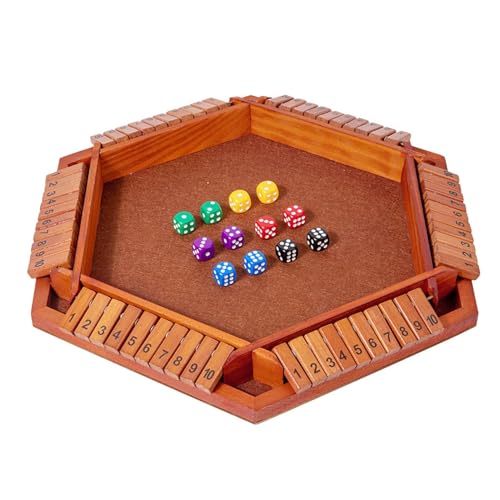 Shut The Box Spiel aus Holz - Tragbares Würfelspiel für 6 Spieler, Mathematikspiel mit 10 Zahlen, vielseitiges Spiel mit Doppelblendern für Geburtstage, Neujahr Shut The Box Spiel aus Holz - Tragbares Würfelspiel für 6 Spieler, Mathematikspiel mit 10 Zahlen, vielseitiges Spiel mit Doppelblendern für Geburtstage, Neujahr von Generic