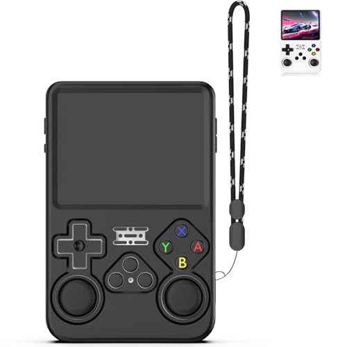 Silikon-Schutzhülle Kompatibel mit ANBERNIC R36S，mit Schwarzem Lanyard，Stoßfeste Ultradünn Hülle für R36S Handheld-Spielekonsole (Schwarz) von Generic