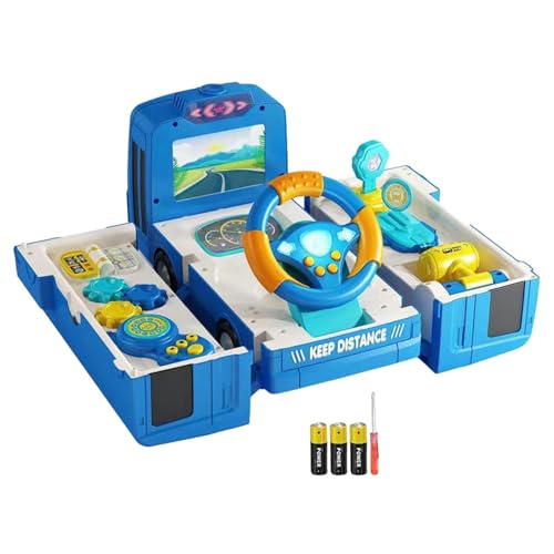 Simulation Lenkrad Getriebe Spielzeug, Spielauto ab 2 Jahre, Frühes Lernspielzeug mit Ton Und Licht, Interaktives Lenkrad Spielzeug Baby Geschenk Kinderspielzeug Mädchen Junge, Blau von Generic