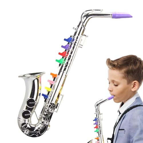 Simulations-Saxophon-Trompete, Musikinstrumentenspielzeug mit 8 farbigen Tasten, Musikinstrumentenspielzeug für Kleinkinder, Kindergarten und Kindergarten von Generic