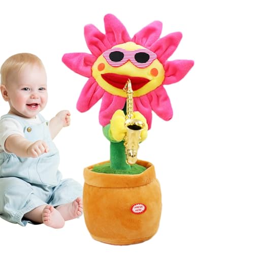 Singende Sonnenblume, sprechende Sonnenblume – leuchtende, sprechende, Sich wiederholende Saxophon-weiche Blume – Partygeschenke, Kissengeschenke, 200 Lieder, lustiges Musikgeschenk für Kinder von Generic