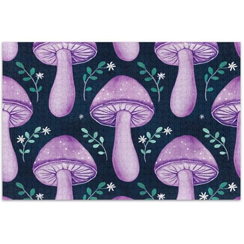 Skurrile lila Pilze dunkel 500 Teile Puzzle für Erwachsene, florale Kunst, Malerei, Spaß, Naturpuzzle, Spaß, albern, 50,5 x 37,8 cm Skurrile lila Pilze dunkel 500 Teile Puzzle für Erwachsene, florale Kunst, Malerei, Spaß, Naturpuzzle, Spaß, albern, 50,5 x 37,8 cm von Generic
