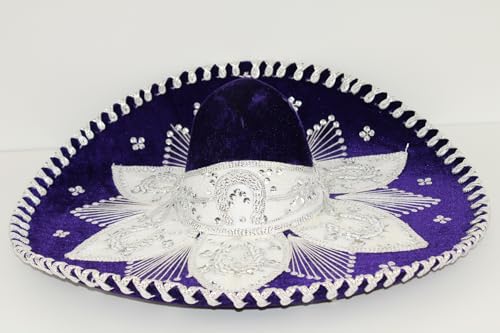 Sombrero Mariachi Hut aus Mexiko in lila und silber Farbkombianation in XS Größe von Generic