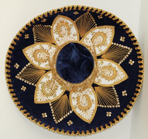 Sombrero Mariachi Hut aus Mexiko in marineblau und gold Farbkombianation in L Größe von Generic