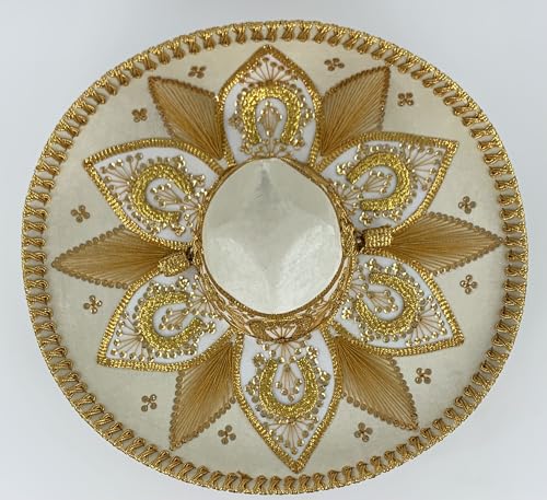 Sombrero Mariachi Hut aus Mexiko in weiss und gold Farbkombianation in 5 Größe (L SIZE) von Generic