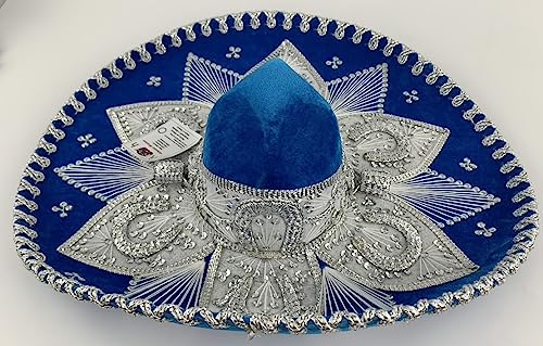 Sombrero Mariachi Hut in Cancún blau und silber Farbkombianation aus Mexiko in L Größe von Generic