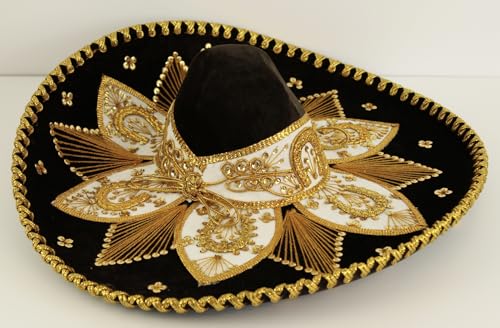 Sombrero Mariachi Hut in braun und gold Farbkombianation aus Mexiko in L Größe von Generic