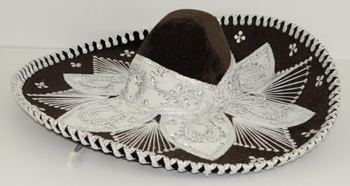 Sombrero Mariachi Hut in braun und silber Farbkombianation aus Mexiko in L Größe von Generic