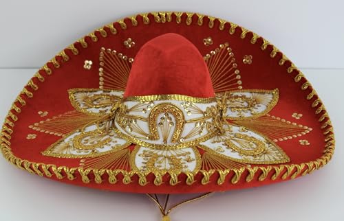 Sombrero Mariachi Hut in orange und gold Farbkombianation aus Mexiko in L Größe von Generic