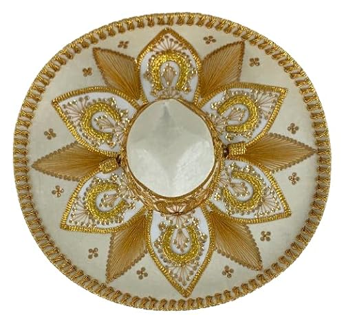 Sombrero Mariachi Hut in weiss und gold Farbkombianation aus Mexiko in 2XS Größe von Generic