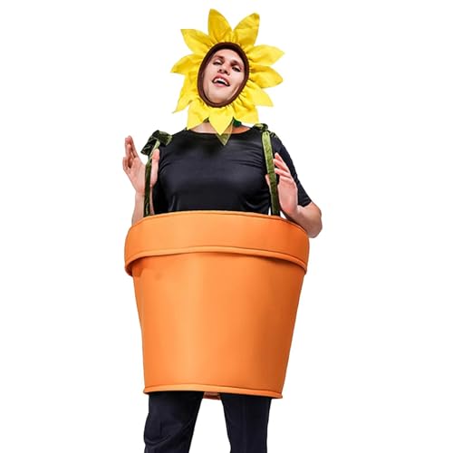 Sonnenblumentopf-Kostüm, Halloween-Blumentopf-Kostüm | Sonnenblumen Cosplay Outfit | Maskerade-Sonnenblumen-Bonsai-Kostüm für Halloween, Kostümpartys von Generic