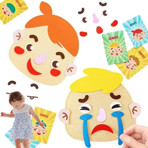 Soziales Emotionales Lernspielzeug - Kinder Fühlten Aufkleber, Emotionserkennung Bildungsspielzeug | Social Emotional Learning Kit Filz Auf Aufkleber, Multiplayer -Spiel Spürte Emoticon Kit Für Park, von Generic