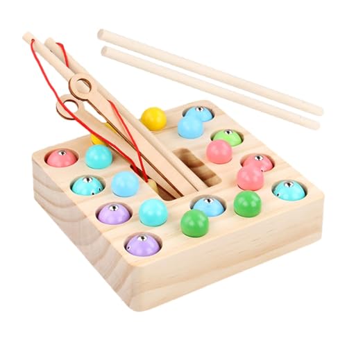 Spiel-Angelset für Kinder, magnetisches Angelruten-Spielzeug, interaktives Holzbrett-Fischspielzeug mit Perlenzählspiel, magnetische Clip-Perlen, Kindergartenspielzeug für Feinmotorik von Generic