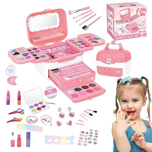 Spiel-Make-up für Kinder, Spielzeug | Waschbares Make-up für Mädchen | Spielzeug für Kleinkinder mit Spiegeln, Prinzessinnen-Spielzeug, Make-up für Kinder von 3 bis 12 Jahren, Weihnachten und C von Generic