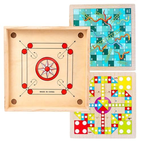 Spielbrett - Komplettes Brettspiel-Set, Holz Traditionelles | Familienspiel Holzmünzen Pädagogisches Indoor-Brettspiel Strike Unterhaltsames Geschicklichkeitsspiel Für Zuhause von Generic