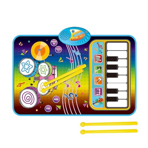 Spielen Sie Musikmatte, Klaviermatte für Kinder - Elektronische interaktive Bodenspielmatte mit 2 Trommelstöcken | Frühlernmatte für Geburtstag, Kindertag, Erntedankfest, Weihnachten von Generic