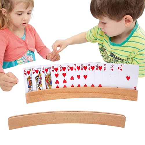 Spielkartenhalter – Kartenspielzubehör, Freisprechkartenhalter | Verbesserter, gebogener, freihändiger Kartenhalter aus Holz, 2 Stück Karten-Organizer-Ständer für Pinochle Poker, Kinder, Erwachsene, S von Generic