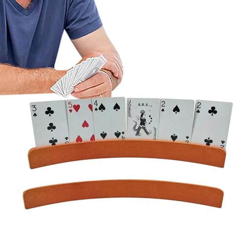 Spielkartenhalter – Spielkartenständer, Spielkartenhalter aus Holz, Spielkartenhalter, freihändige Aufbewahrung, gebogener Ständer für Spielkarten, 2 Karten-Organizer-Ständer, Kartenspiel-Zubehör für von Generic