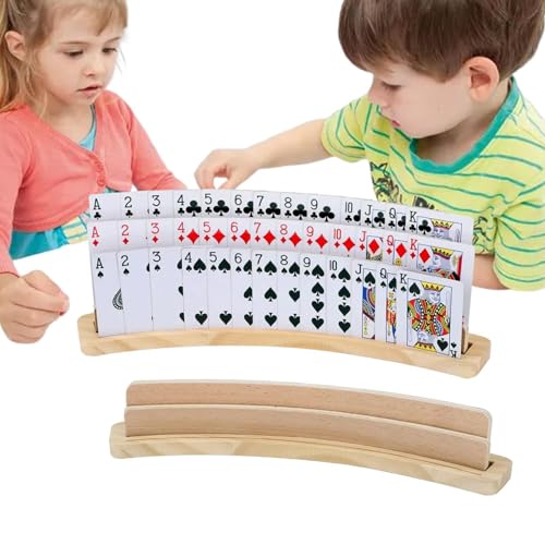 Spielkartenhalter aus Holz – freihändiger, gebogener Aufbewahrungsständer, 2-Karten-Organizer-Ständer, Kartenspielzubehör, Pinochle | und Senioren von Generic