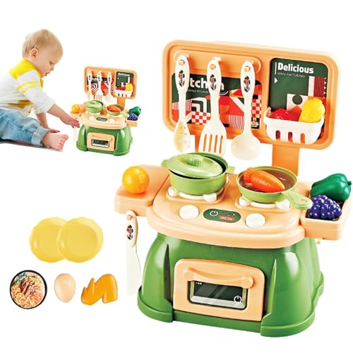 Spielküche für Kinder | Pretend Play Kitchen Toys mit Kochherd Kochgeschirr Zubehör | Realistisches Lebensmittel-Kochspielzeug, Rollenspiel, Kochherd, Lerngeschenk zum Geburtstag von Generic