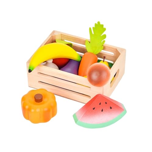 Spiellebensmittel-Set Aus Holz, Obstspielzeug Aus Holz – Lernsimulation Obstspielzeug, Leichtes Gemüsespielzeug, Frühes Lernspielzeug Für Kindergarten, Kindergartenschule von Generic