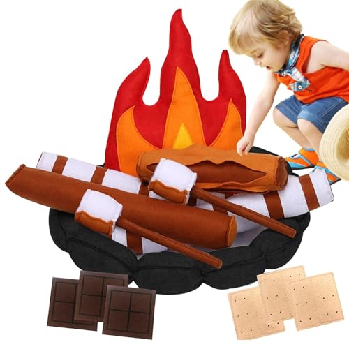 Spielzeug-Lagerfeuer-Set | 15 Stück gefälschtes Feuerspielzeug | Rollendes Lagerfeuer-Spielzeugset für Kinder. Dramatisches Spielspielzeug für und Mädchen. Puppencamping für Kinder im Vorschula von Generic