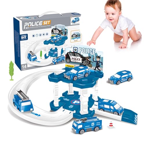 Spielzeug-Rennstrecke,Spielzeug-Auto-Rennstrecke, Spielzeugschienenset Autoschiene, Rennbahn-Lernspielzeug, städtisches Parkplatzbahn-Spielset, Lernspiele, Autospielzeug für Kinder ab 3 Jahren von Generic