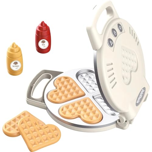 Spielzeug-Waffeleisen, Spielzeug-Waffelmaschine, Lichter und Geräusche mit Ofenzubehör, Spielzeug-Waffel, Waffel-Set, Frühstücks-Snack-Spielzeug, Haushaltsgeräte, Küchenspielzeug von Generic