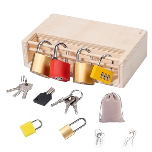 Spielzeug mit Schloss und Schlüssel – Lernmaterialien aus Holz, Entriegelung der Holzkiste | Geschenk für Kinder, Vorschule, Klassenzimmer zu Hause, Lernspielzeug Spielzeug mit Schloss und Schlüssel – Lernmaterialien aus Holz, Entriegelung der Holzkiste | Geschenk für Kinder, Vorschule, Klassenzimmer zu Hause, Lernspielzeug von Generic