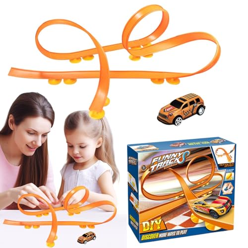 Spielzeugauto mit Flexibler Spur | Track Race Car Press and Go Car Toy – Flexibles Tracks-Spielzeug, lustige Flexible Straßenspiele für Weihnachten, Halloween, Familienfeiern von Generic