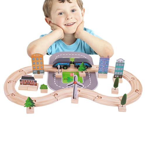 Spielzeugeisenbahn-Set, Kindereisenbahn-Set,Bauschienen-Puzzle, Kleinkind-Eisenbahn-Set, Kinder-Eisenbahn-Spielzeug, 46-teilig | Zugspielzeug, Vorkindergartenspielzeug, Puzzle, Zugschienenspielzeug fü von Generic