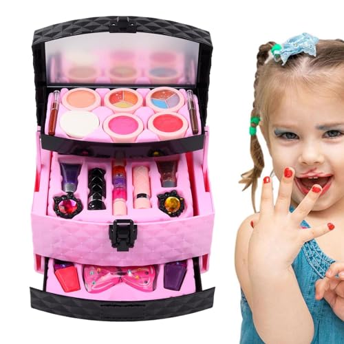 Spielzeugkosmetik für kleine Mädchen – Kleine Mädchen Spielen Make-up-Spielzeug mit Tragetasche, Lernspielzeug für Zuhause, Kindergarten, Partygeschenke, Frühlernzentrum, Belohnungen im Klassenzimmer von Generic