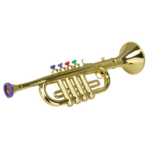 Spielzeugtrompete - Kindertrompete, Musikspielzeug Trompete Für Kinder, Horn-Musikinstrument Mit 4 Farbigen Tasten | Goldbeschichtete Lustiges Musikspielzeug Für Kinder, Vorschul-Rhythmustraining von Generic