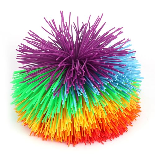 Spike Ball, Hüpfbälle, Stringy Balls, Sensorische Zappelbälle, Weiche Silikon-Regenbogen-Pom-Hüpf-Stressbälle, Sensorischer Ball für Preise Im Klassenzimmer für Erwachsene, von Generic