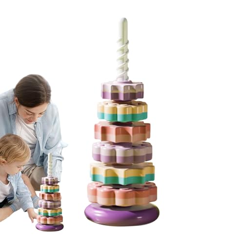 Spinner Spielzeug für Babys, stapelbares Spielzeug für Kleinkinder, buntes Stapelspielzeug, stapelbare Ringe, Spin Stacker, rotierendes Spielzeug für die Entwicklung von Fähigkeiten, Babys über 12 von Generic