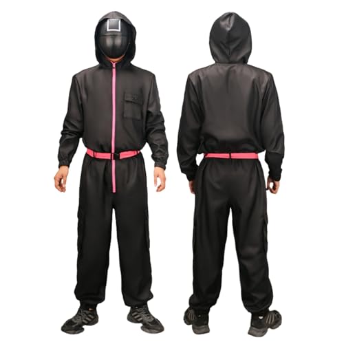 𝙎𝙦𝙪ἰ𝙙 𝑮𝙖𝙢𝐞 Kostüm Staffel 2,Faschingskostüme Costume Merch für Erwachsene Cosplay Set Rot Overall mit Kapuze ohne Maske,Verkleidung für Partys,Karneval #Anzug Black XXL von Generic