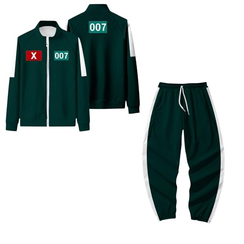 𝙎𝙦𝙪ἰ𝙙 𝑮𝙖𝙢𝐞 Staffel 2 Personalisierte Kostüm für Erwachsene,Cosplay Spielkostüm,Costume Merch Unisex,Cosplay Anzug,Sweatshirt und Hose Set (Army Green, M) von Generic