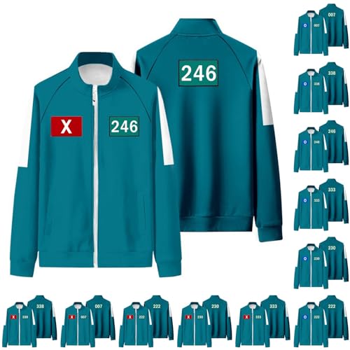 𝙎𝙦𝙪ἰ𝙙 𝑮𝙖𝙢𝐞 Staffel 2 Personalisierte Kostüm für Erwachsene,Cosplay Spielkostüm,Costume Merch Unisex,Cosplay Anzug,Sweatshirt und Hose Set (Dark Green, S) von Generic