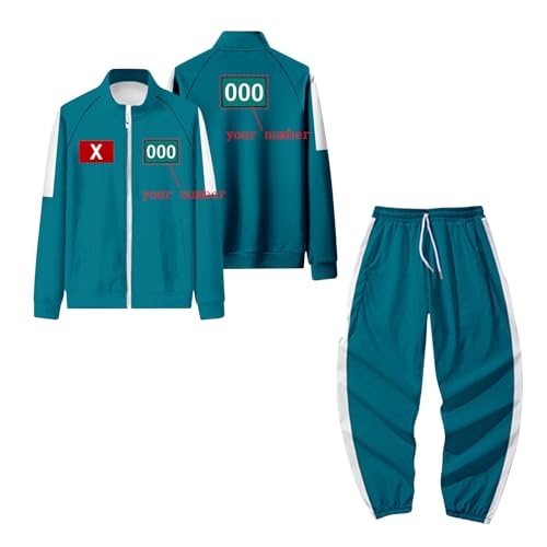 𝙎𝙦𝙪ἰ𝙙 𝑮𝙖𝙢𝐞 Staffel 2 Personalisierte Kostüm für Erwachsene/Kinder,𝙎𝙦𝙪ἰ𝙙 𝑮𝙖𝙢𝐞 Costume Merch Unisex Cosplay Anzug Sweatshirt und Hose Set Personalized Number Kostüm Light Blue M von Generic