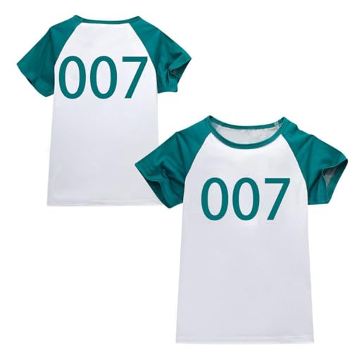 𝙎𝙦𝙪ἰ𝙙 𝑮𝙖𝙢𝐞 T-Shirt Unisex,Staffel 2 Costume,Cosplay Kostüm,Merch,Kurze Ärmel Tops Digitaldruck 246 007 456 333 222 Baumwolle Shirts, Mottoparty Party Requisiten, Karneval (Cyan, L) von Generic