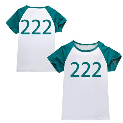 𝙎𝙦𝙪ἰ𝙙 𝑮𝙖𝙢𝐞 T-Shirt Unisex,Staffel 2 Costume,Cosplay Kostüm,Merch,Kurze Ärmel Tops Digitaldruck 246 007 456 333 222 Baumwolle Shirts, Mottoparty Party Requisiten, Karneval (White, L) von Generic