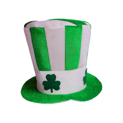 St. Patrick's Day Irish Ethnic Hat Herren Grün Zylinder Hut Damen St Patricks Day Accessoires Grüne Irische Kleeblatt Kostüm Kleeblatt-Druck Fischerhut Festlich Hut Geburtstagsgeschenke von Generic