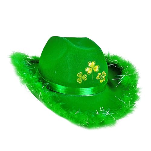 St. Patrick's Hut Irischer Cowboyhut Partyhut mit Kleeblatt Grüner Filzhut Cowboyhut für Festivals Irischer Unisex-Hut St. Patrick's Hut Feiertagskostümhut Hut mit Kleeblattmotiv Irische Partymütze Pa von Generic