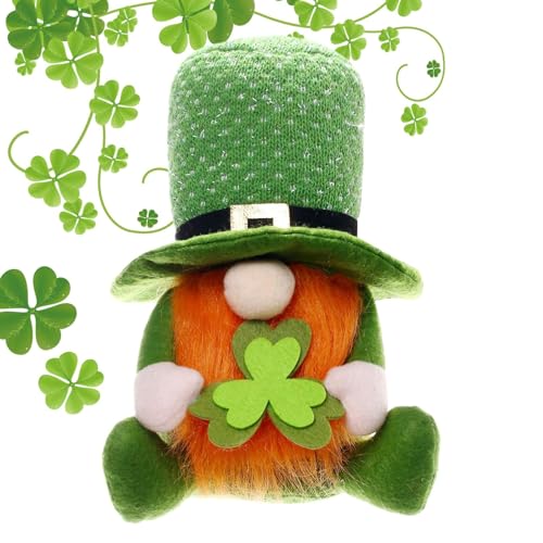 St. Patricks Day, St. Patricks gesichtsloser mit Kleeblatt- – Kleeblatt-Ornament, schwedische Tomte-Sammelfiguren für St. Patrick's Day-Regaldekoration von Generic