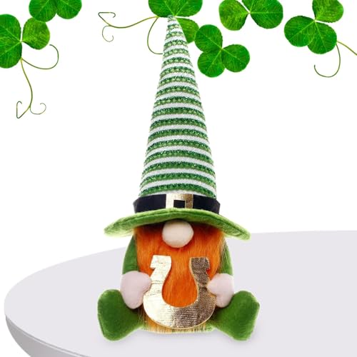 St. Patricks Day Zwerge Plüsch | St. Patricks gesichtsloser mit Kleeblatt- | Kleeblatt-Ornament, schwedische Tomte-Sammelfiguren für die Regaldekoration zum St. Patrick's Day von Generic