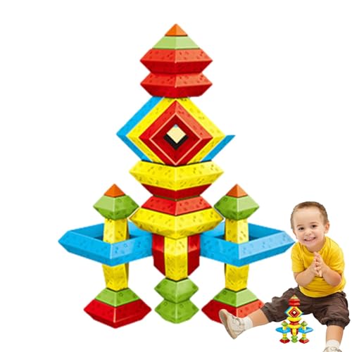 Stacking Toys - Stacking Blocks, Sorting Puzzle | Abs Smooth montesori Toys, Intellectual Development Stem Building Toys, Sensory Building Toy for Kids Christmas Birthday Easter(30,45,60 pc) von Generic